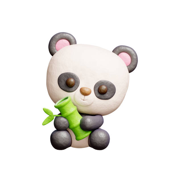 istock 3D cute panda with bamboo, cartoon animal character, 3D rendering. 1931420757