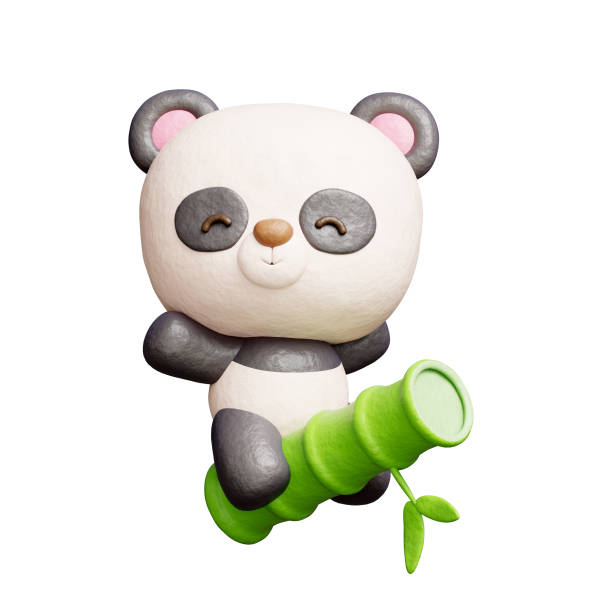 abstract cartoon panda inflate effect 3D pattern background
