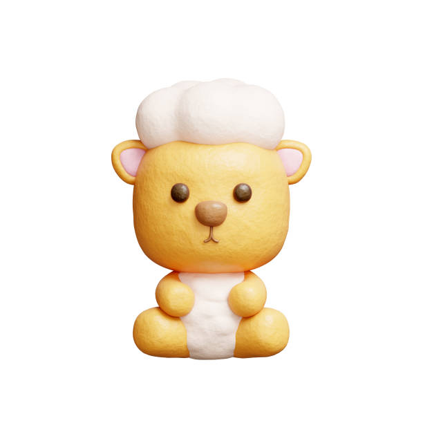 3D cute sheep, Cartoon animal character, 3D rendering.