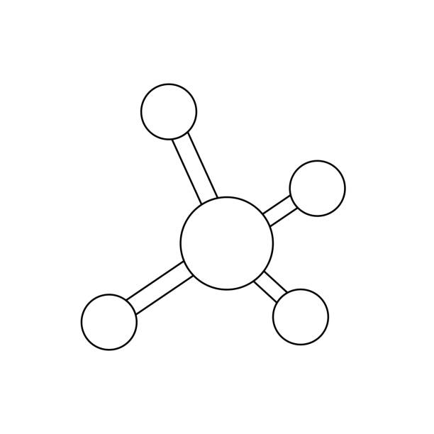 molekülmodell-umrisssymbol isoliert in weiß - abstract medical exam healthcare and medicine backgrounds stock-grafiken, -clipart, -cartoons und -symbole