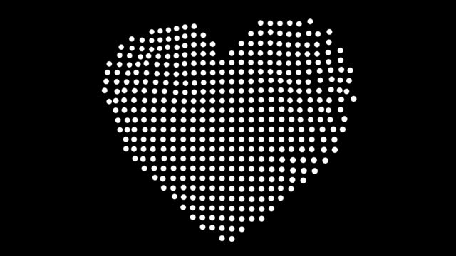 animation heart dot hologram rotation motion graphic overlay with black screen