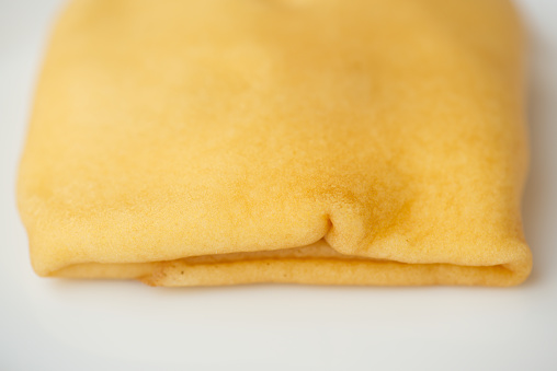 Macrophotography of a crêpe pancake.