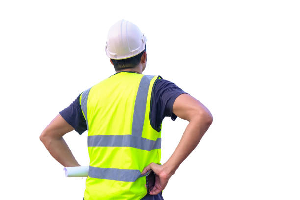 istock Behind the engineer supervising the work isolated on white background. 1931607906