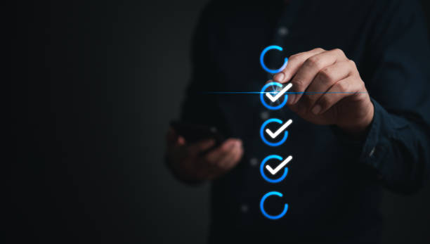 istock Online survey digital questionnaire feedback and assess customer satisfaction for business. Business technology data marketing improvements in our services.digital poll research checkbox concept 1931634352