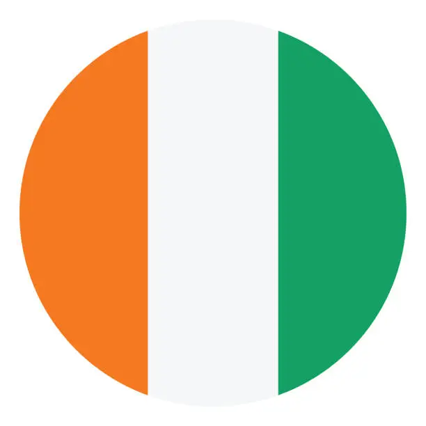 Vector illustration of Flag of Cote d 'Ivoire. Flag icon. Standard color. Circle icon flag. Computer illustration. Digital illustration. Vector illustration.