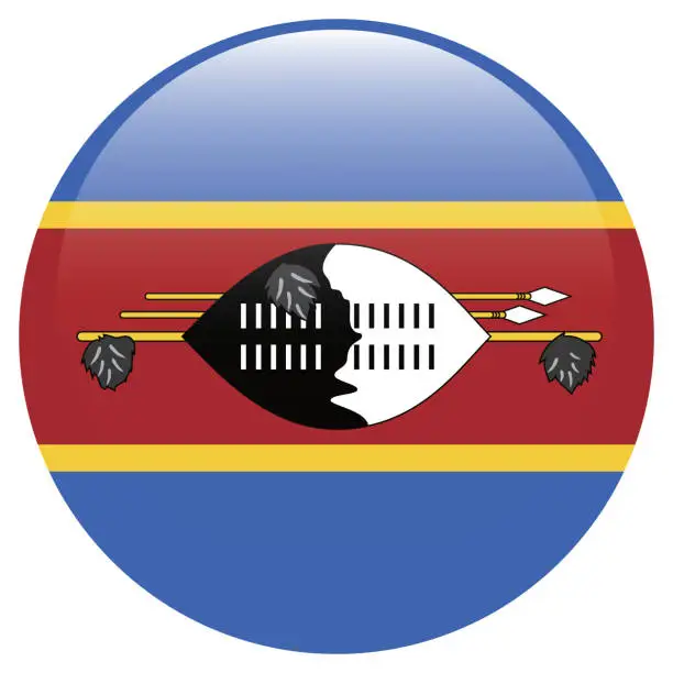 Vector illustration of Eswatini flag. Button flag icon. Standard color. Circle icon flag. 3d illustration. Computer illustration. Digital illustration. Vector illustration.