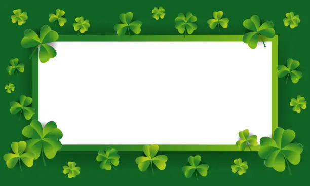 Vector illustration of Happy Saint Patrick's Day concept. St. Patrick's day symbols frame border. Greeting card, party invitation template for banner illustration