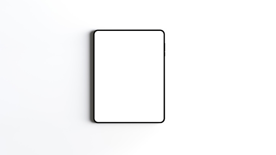 Black Digital Tablet Mockup with Blank Screen isolated on white