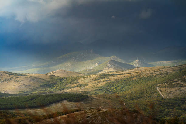Storm clouds over the Croatian mountains in autumn.