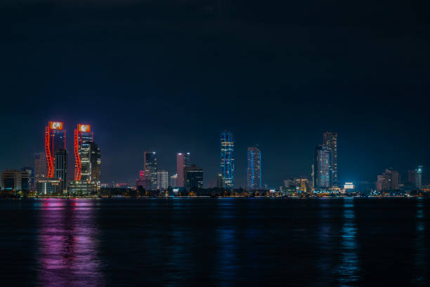 Izmir is a city that has become a shining star in recent years. Night view of newly built high-rise business centers in some parts of the city