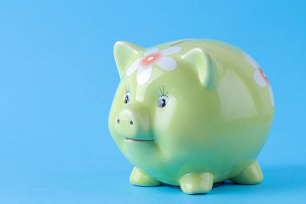 istock green pig piggy bank on blue background 1931905152