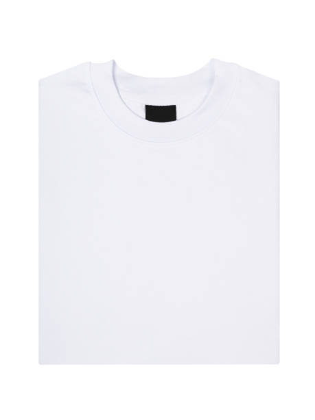 istock White cotton t-shirt with long sleeves folded in rectangle, mockup, isolated on white background, flat lay, back view. Clothes template for advertising, design, branding, text, print. 1931928341