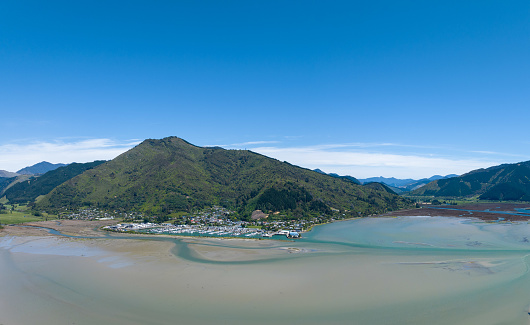Enjoy the panoramic view of Havelock city from Cullen Point Lookout in New Zealand, offering picturesque landscapes and a charming urban scene.