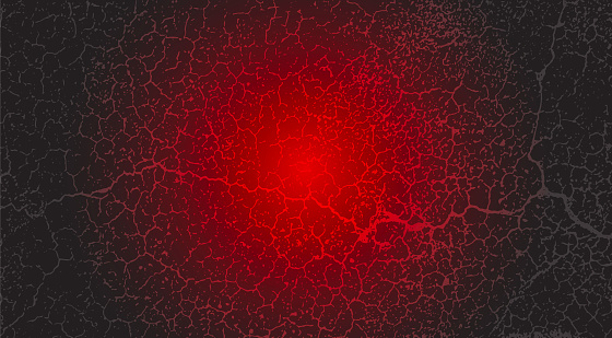 geometric fingerprint art digital fingerprint, a circular pattern on a black background, a lava red background with cracks and cracks, a red light on a black grunge texture,