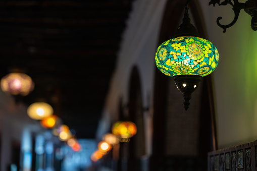 Colorful Ramadan Lanterns in the Ramadan Month Background Photo, Arabic Style Doha, Qatar