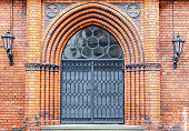 Metal door of a gothic church