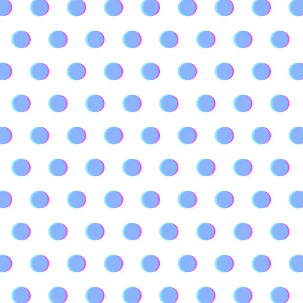 Vector illustration of Optic offset, cyan and purple double dots in matrix pattern