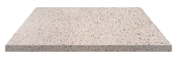 istock beautiful beige grainy quartz stone table. luxury terrazzo with marbel chips table for photo montage. table top or counter top for displayed products isolated on background with clipping path. 1932066006