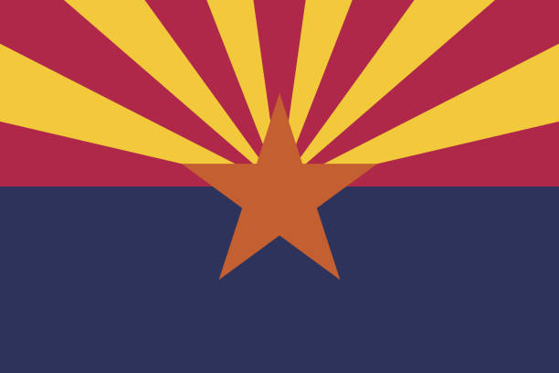 flagge von arizona. flaggen-symbol. standardfarbe. normalformat. eine rechteckige fahne. computer-illustration. digitale illustration. vektor-illustration. - mahnmal uss arizona stock-grafiken, -clipart, -cartoons und -symbole