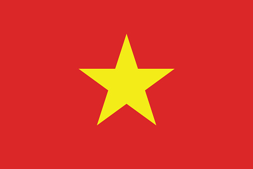 The flag of Vietnam. Flag icon. Standard color. Standard size. A rectangular flag. Computer illustration. Digital illustration. Vector illustration.