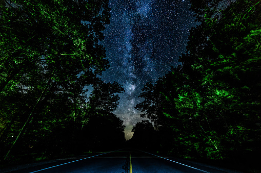 I took this around 2:30 a.m. last August. The night was super clear and it lined up perfectly with U.S. 27 at Higgins Lake, MI.