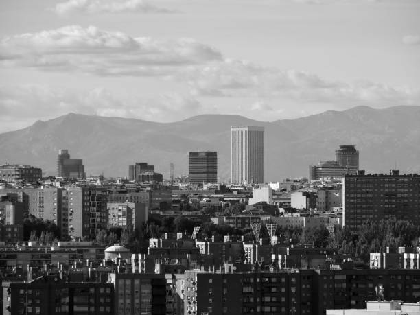 Madrid skyline. Five towers area. Financial and embassies center. Spain