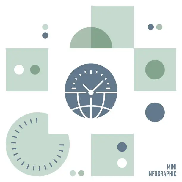 Vector illustration of Timezone Mini Infographic Design