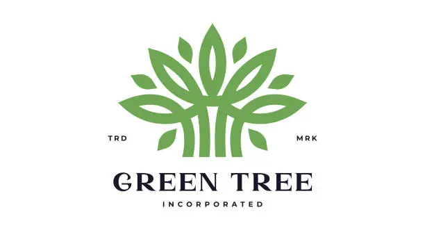 Vector illustration of Tree Label, Sign, Logo Oak, Olive Eco Brand