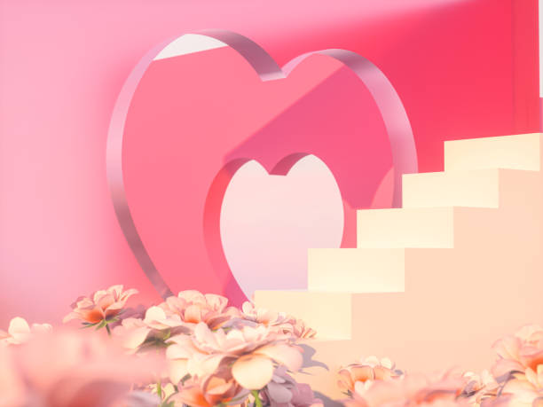 istock Natural beauty podium backdrop with pink rose flower field scene. 3d rendering. 1932188701
