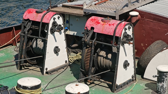 Metal Wire Rope Cable Winch Windlass Equipment Mounted on Ship Deck