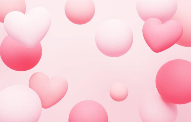 istock Background image of hearts and color balls 1932211416