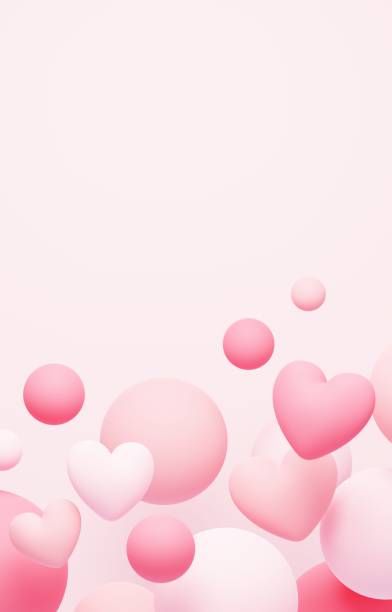 istock Background image of hearts and color balls 1932211945