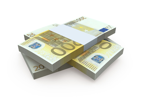 3d render Euro 200 banknote currency (clipping path)