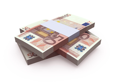 3d render Euro 50 banknote currency (clipping path)