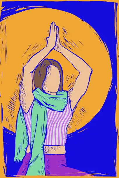 Vector illustration of Yoga Instructor Finds Balance