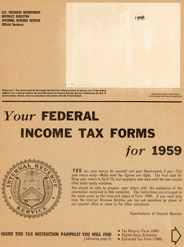 IRS federal income tax form 1959 coversheet