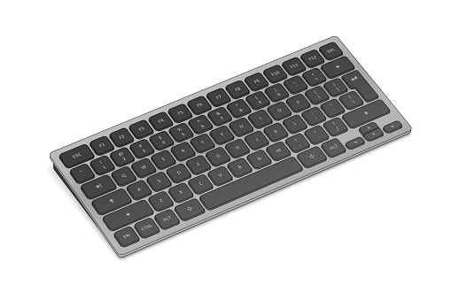Sketch of a modern wireless computer keyboard on a white background