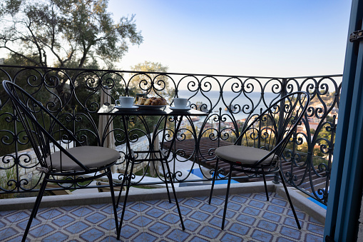Luxury mediterranean style patio, photo taken in Italy.