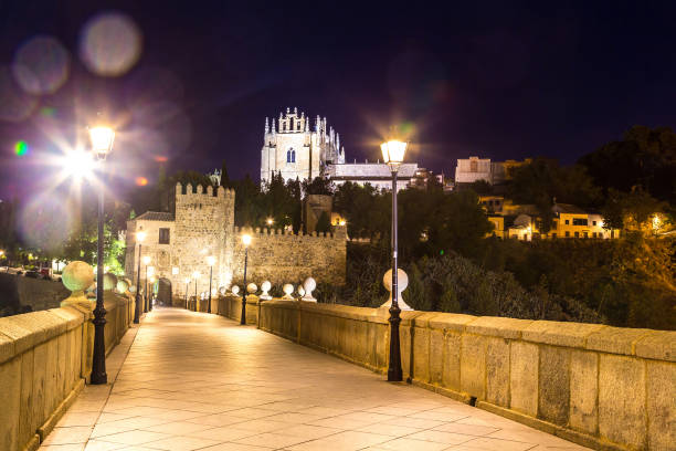 Bridge San Martin in Toledo, Spain in a beautiful summer night