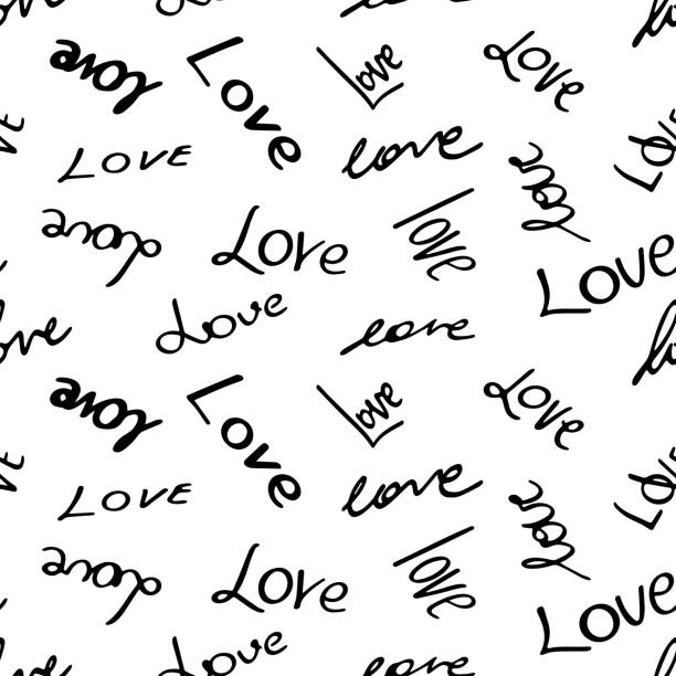 ilustrações de stock, clip art, desenhos animados e ícones de stylish graphic seamless pattern with word love - i love you frase em inglês