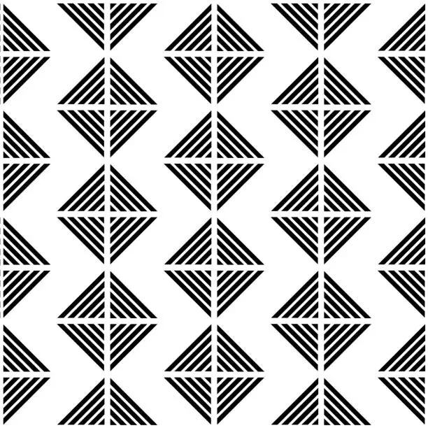 Vector illustration of Monochrome seamless pattern with square ace striped lines  shape