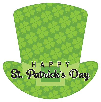 vector, St. Patrick's Day Card, illustration, hat shape made of clovers