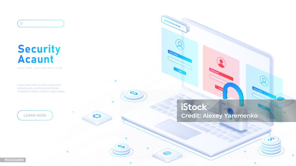 Account Security Graphics Security Account Vector Banner Stock Illustration - Download Image Now ...