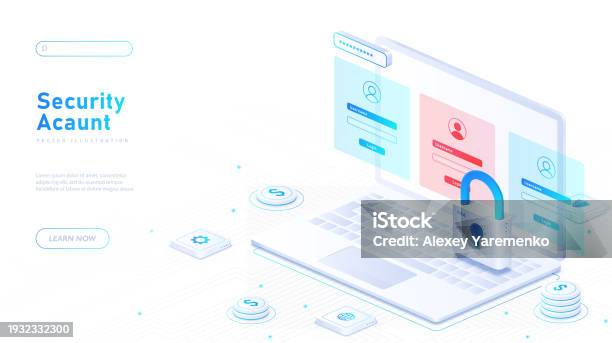 Account Securityimage Security Account Vector Banner Stock Illustration - Download Image Now ...