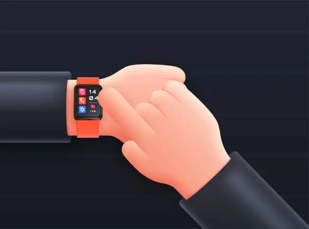 Vector illustration of 3d hands with watch vector concept