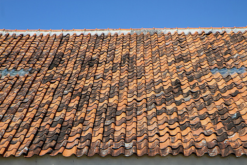 texture, pattern or arrangement of red clay rooftile