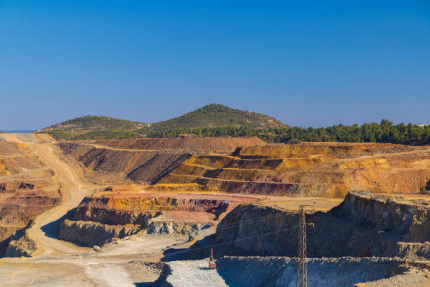 Open Cut Gold mine, with Haul truck driving up road, located in Cobar NSW AustraliaOpen Cut Gold mine, located in Cobar NSW Australia