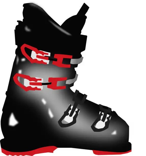 Vector illustration of Scenic view of new isolated men's ski shoe with white background.