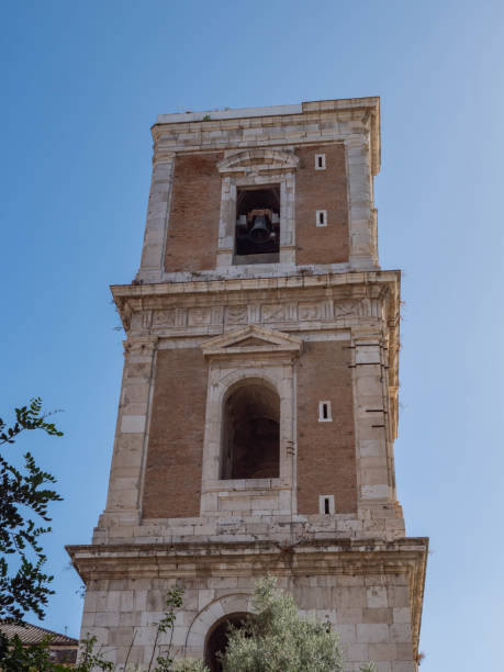 bell tower of the santa chiara basilica in naples - santa chiara imagens e fotografias de stock