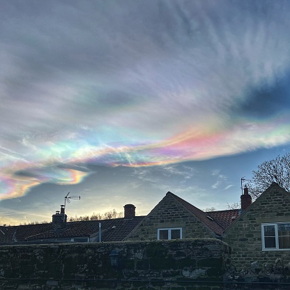 Nacreous clouds above Hutton-le-hole, North Yorks Moors